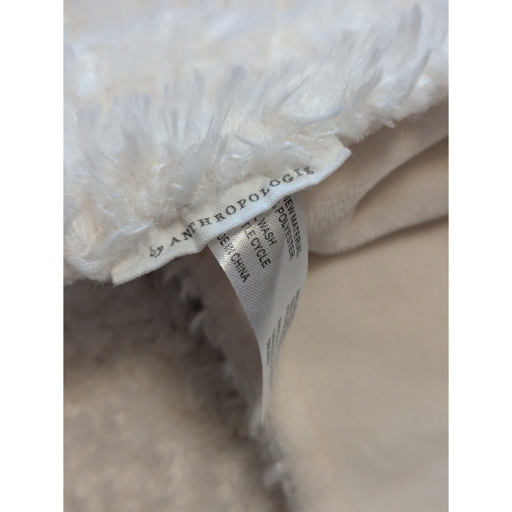 By Anthropologie Baby Blanket Soft Sherpa Minky 36" x 29" Lovey Security Cream - Picture 5 of 8